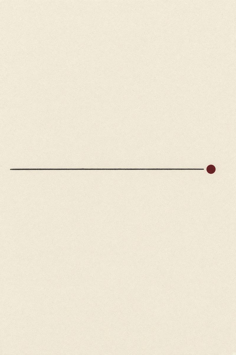 Cover: an almost empty page with one ink rule and a single full stop.